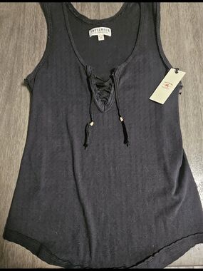 Idyllwind Black Lace-Up Knit Tank Top